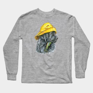 Newfoundland Dog in Sou'wester Hat with Fish Long Sleeve T-Shirt